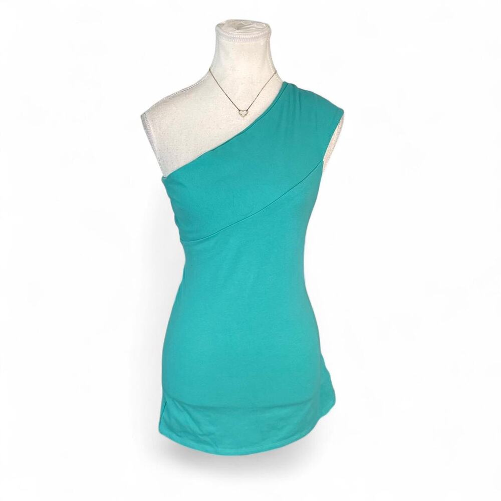 Y2K Asymmetrical Bra Tops teal one shoulder top large top part can folded over